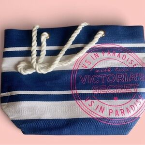 Victoria's Secret Blue and White Striped Women's Beach Bag